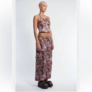 The Ragged Priest Nova Skull Print Parachute Pants Trousers and Backless Top 12